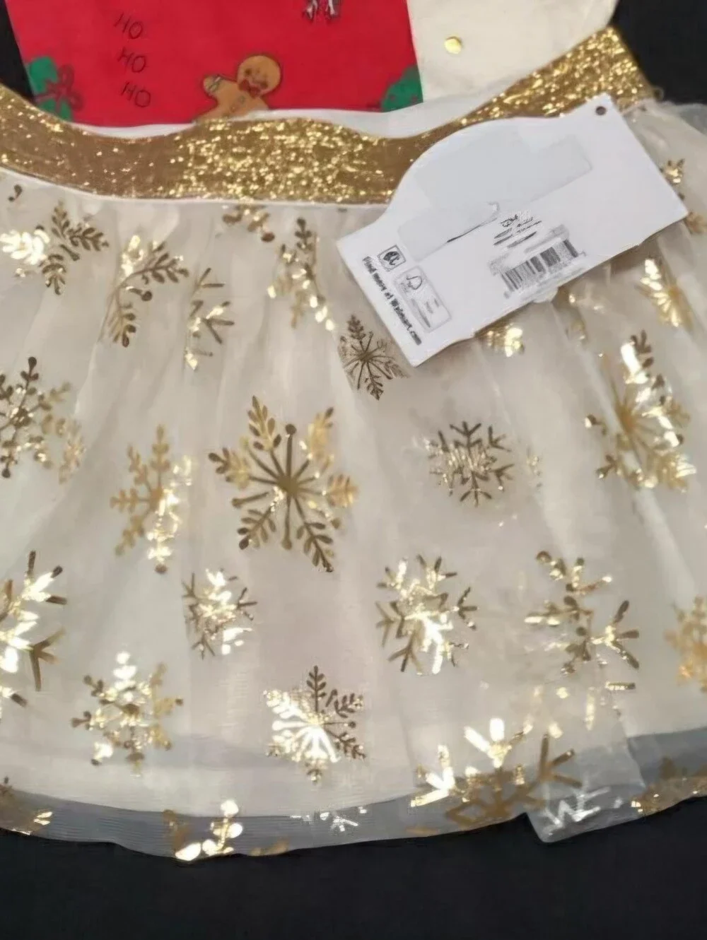 Holiday Time Kids Red & Gold Holiday Leggings and Gold Snowflake Tutu Set